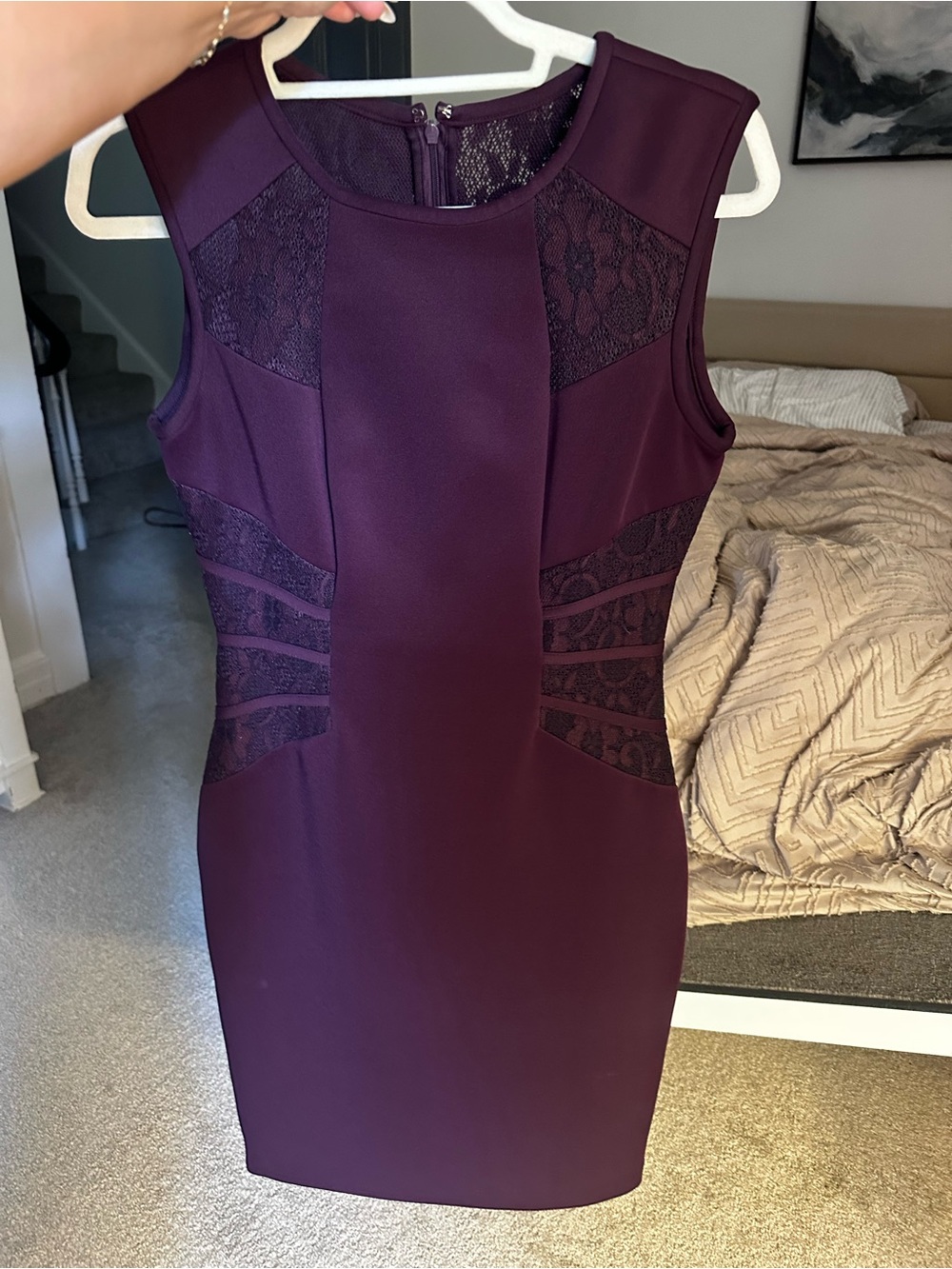 Calvin Klein Plum Lace-Panel Sheath Dress